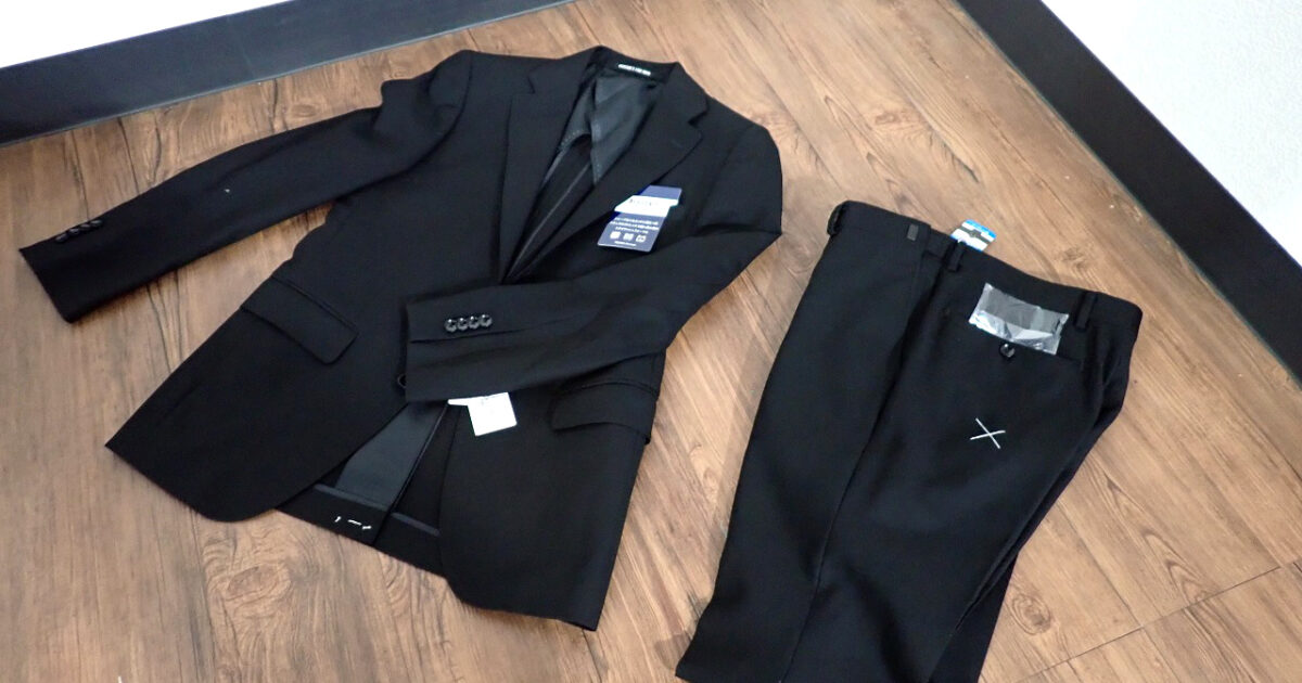 スーツ上下セット AOYAMA YK7500PE-91 洋服の青山 PERSONS FOR MEN YA4 細め スリム 4号 ブラック フォーマル スリーシーズン